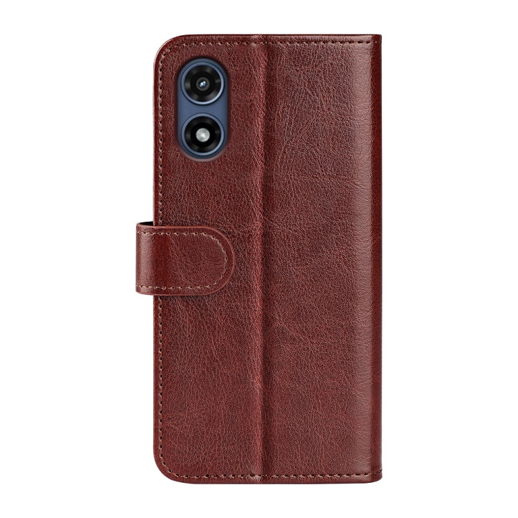 For Motorola Moto G Play 2024 R64 Texture Horizontal Flip Leather Phone Case(Brown) - Motorola Cases by buy2fix | Online Shopping UK | buy2fix