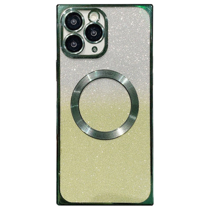 For iPhone 11 Pro Max Square Gradient Magsafe Electroplating TPU Phone Case(Green) - iPhone 11 Pro Max Cases by buy2fix | Online Shopping UK | buy2fix