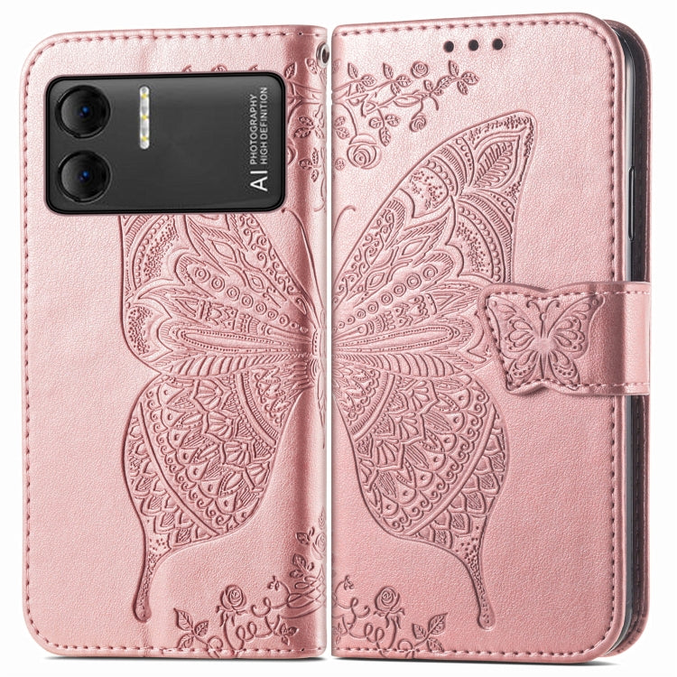 For DOOGEE X98 Pro / X98 Butterfly Love Flower Embossed Leather Phone Case(Rose Gold) - Doogee Cases by buy2fix | Online Shopping UK | buy2fix