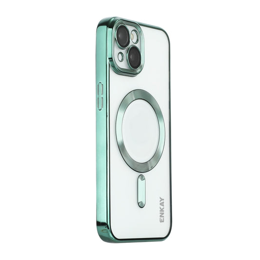 For iPhone 15 Plus ENKAY Hat-Prince Magsafe Electroplated TPU Clear Shockproof Phone Case(Green) - iPhone 15 Plus Cases by ENKAY | Online Shopping UK | buy2fix
