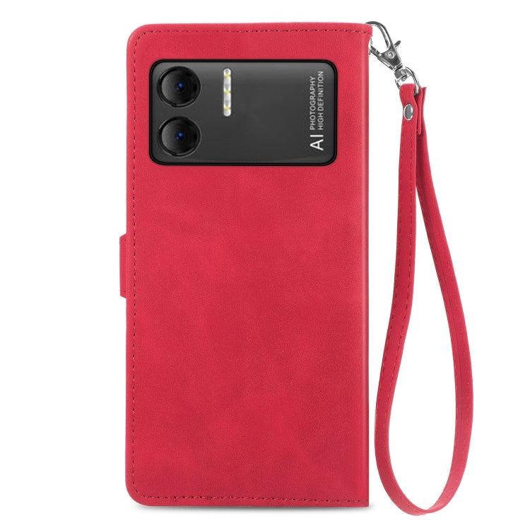 For DOOGEE X98 Pro / X98 Embossed Flower Zipper Leather Phone Case(Red) - Doogee Cases by buy2fix | Online Shopping UK | buy2fix