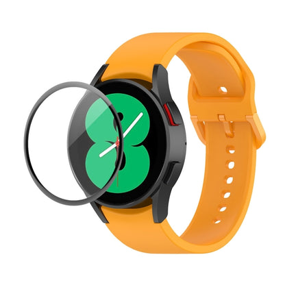 For Samsung Galaxy Watch4 40mm JUNSUNMAY Silicone Adjustable Strap + Full Coverage PMMA Screen Protector Kit(Orange) - Watch Bands by JUNSUNMAY | Online Shopping UK | buy2fix