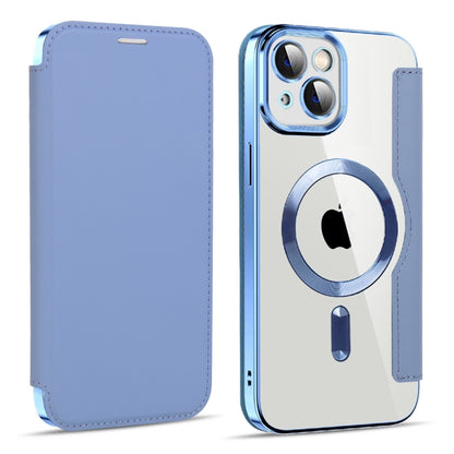 For iPhone 15 MagSafe Magnetic RFID Anti-theft Leather Phone Case(Blue) - iPhone 15 Cases by buy2fix | Online Shopping UK | buy2fix