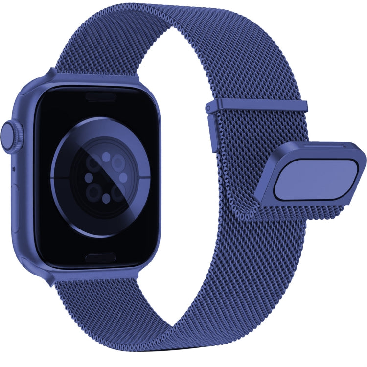 For Apple Watch 38mm Milan Double Magnetic Steel Mesh Watch Band(Blue) - Watch Bands by buy2fix | Online Shopping UK | buy2fix