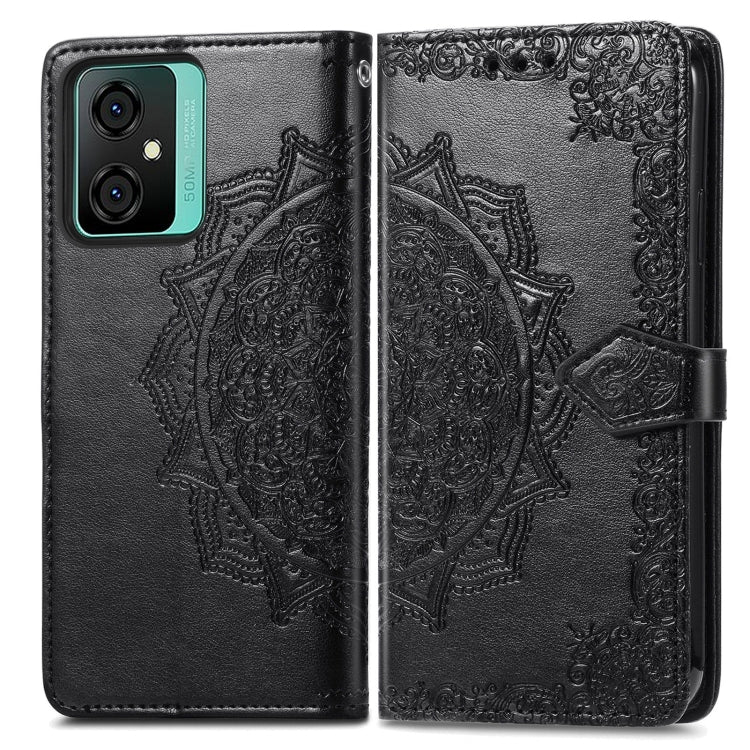 For Blackview C70 Mandala Flower Embossed Leather Phone Case(Black) - More Brand by buy2fix | Online Shopping UK | buy2fix