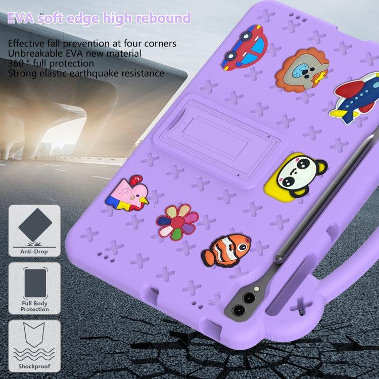 For Samsung Galaxy Tab S9 FE+ 12.4 X610N Handle Kickstand Children EVA Shockproof Tablet Case(Light Purple) - Galaxy Tab S9 FE+ by buy2fix | Online Shopping UK | buy2fix