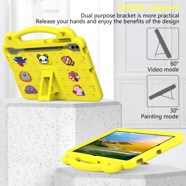 For Samsung Galaxy Tab S9 FE+ 12.4 X610N Handle Kickstand Children EVA Shockproof Tablet Case(Yellow) - Galaxy Tab S9 FE+ by buy2fix | Online Shopping UK | buy2fix