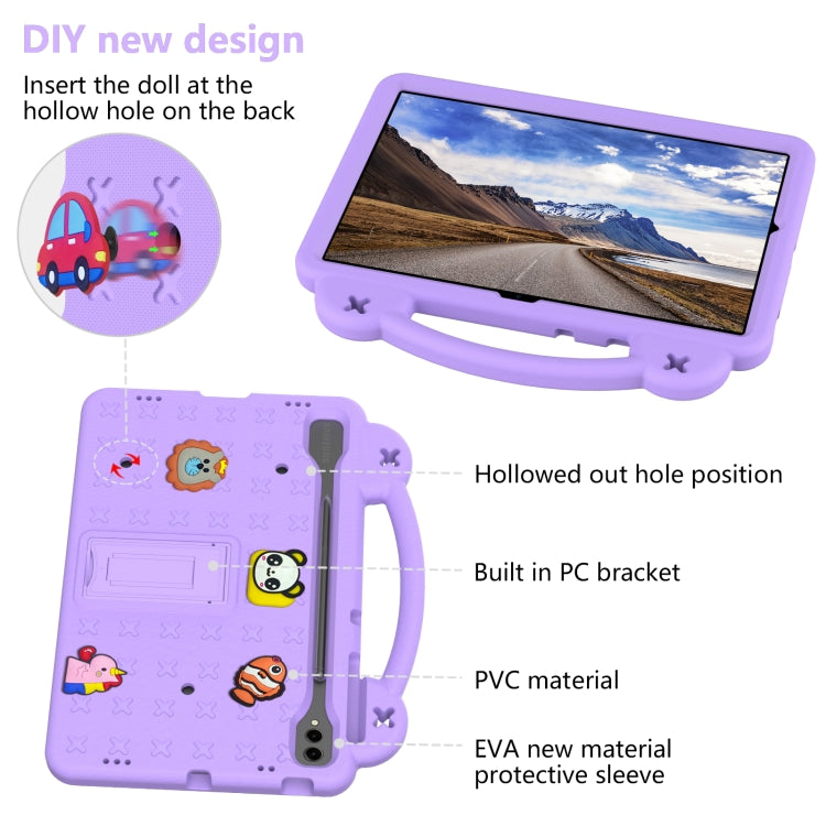 For Samsung Galaxy Tab S9+ 12.4 X810 Handle Kickstand Children EVA Shockproof Tablet Case(Light Purple) - Galaxy Tab S9+ Cases by buy2fix | Online Shopping UK | buy2fix