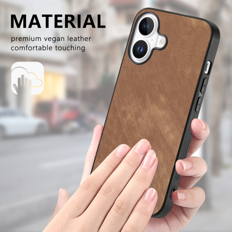 For iPhone 16 Vintage Leather PC Back Cover Phone Case(Brown) - iPhone 16 Cases by buy2fix | Online Shopping UK | buy2fix