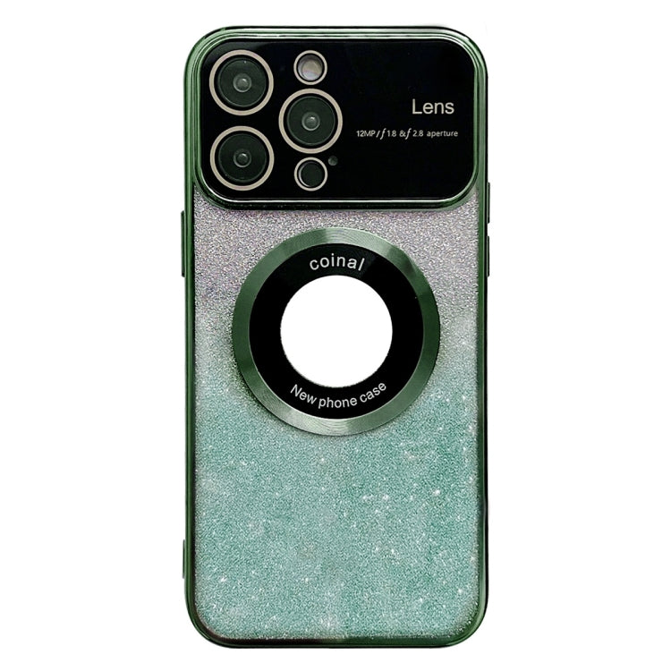 For iPhone 12 Pro Max Large Window MagSafe Gradient Glitter Electroplating TPU Phone Case(Green) - iPhone 12 Pro Max Cases by buy2fix | Online Shopping UK | buy2fix