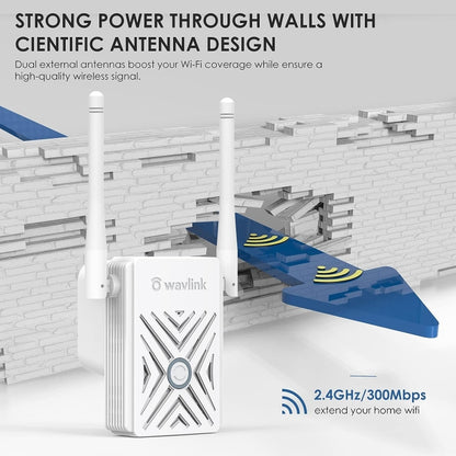 WAVLINK WN578W2 For Home Office N300 WiFi Wireless AP Repeater Signal Booster, Plug:EU Plug - Wireless Routers by WAVLINK | Online Shopping UK | buy2fix