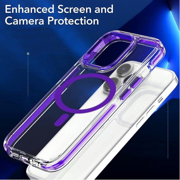 For iPhone 15 Plus Dual-color MagSafe TPU Hybrid Clear PC Shockproof Phone Case(Black) - iPhone 15 Plus Cases by buy2fix | Online Shopping UK | buy2fix