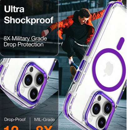 For iPhone 13 Pro Max Dual-color MagSafe TPU Hybrid Clear PC Shockproof Phone Case(Blue) - iPhone 13 Pro Max Cases by buy2fix | Online Shopping UK | buy2fix
