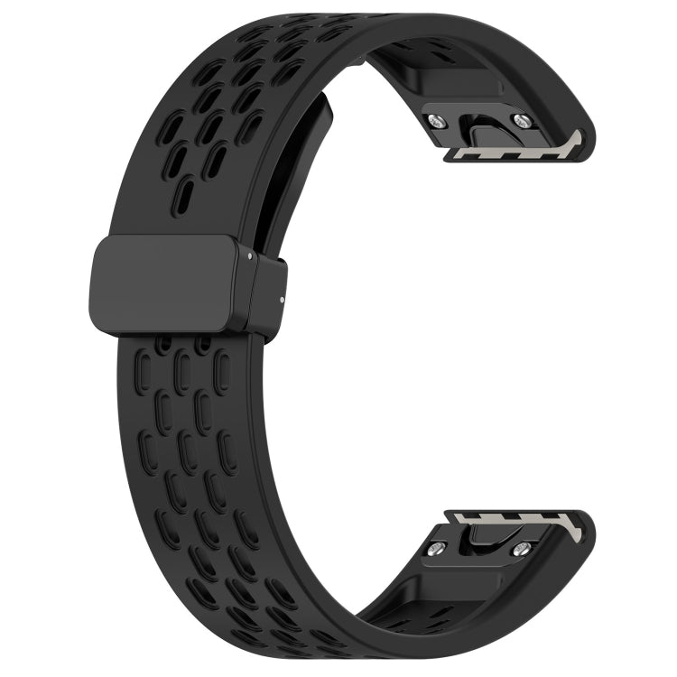For Garmin Tactix 7 / Tactix DELTA Quick Release Holes Magnetic Buckle Silicone Watch Band(Black) - Watch Bands by buy2fix | Online Shopping UK | buy2fix