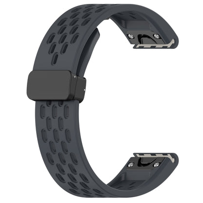 For Garmin Enduro 2 / Enduro Quick Release Holes Magnetic Buckle Silicone Watch Band(Dark Gray) - Watch Bands by buy2fix | Online Shopping UK | buy2fix