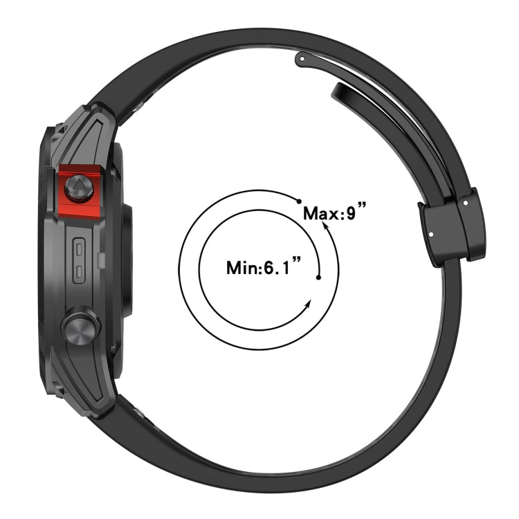 For Garmin Descent MK1 / MK2 / MK2i Quick Release Holes Magnetic Buckle Silicone Watch Band(Black) - Watch Bands by buy2fix | Online Shopping UK | buy2fix