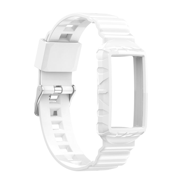 For Fitbit Charge 6 / 5 / 4 / 3 Armor Integrated TPU Watch Band(White) - Watch Bands by buy2fix | Online Shopping UK | buy2fix