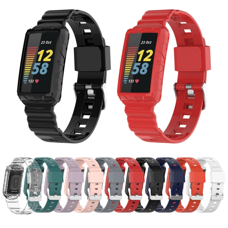 For Fitbit Charge 6 / 5 / 4 / 3 Armor Integrated TPU Watch Band(Transparent) - Watch Bands by buy2fix | Online Shopping UK | buy2fix