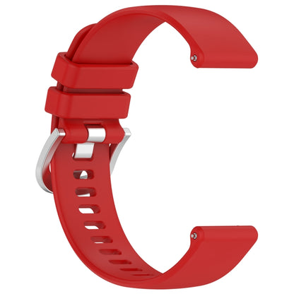 For Garmin Vivoactive 4S Liquid Glossy Silver Buckle Silicone Watch Band(Red) - Watch Bands by buy2fix | Online Shopping UK | buy2fix