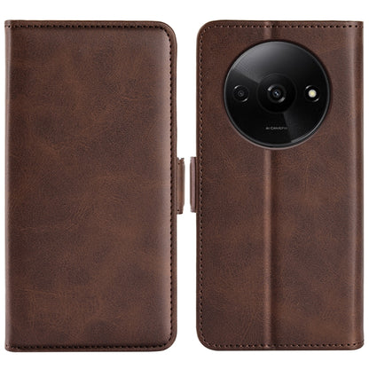 For Xiaomi Redmi Note 13 4G Dual-side Magnetic Buckle Horizontal Flip Leather Phone Case(Brown) - Note 13 Cases by buy2fix | Online Shopping UK | buy2fix