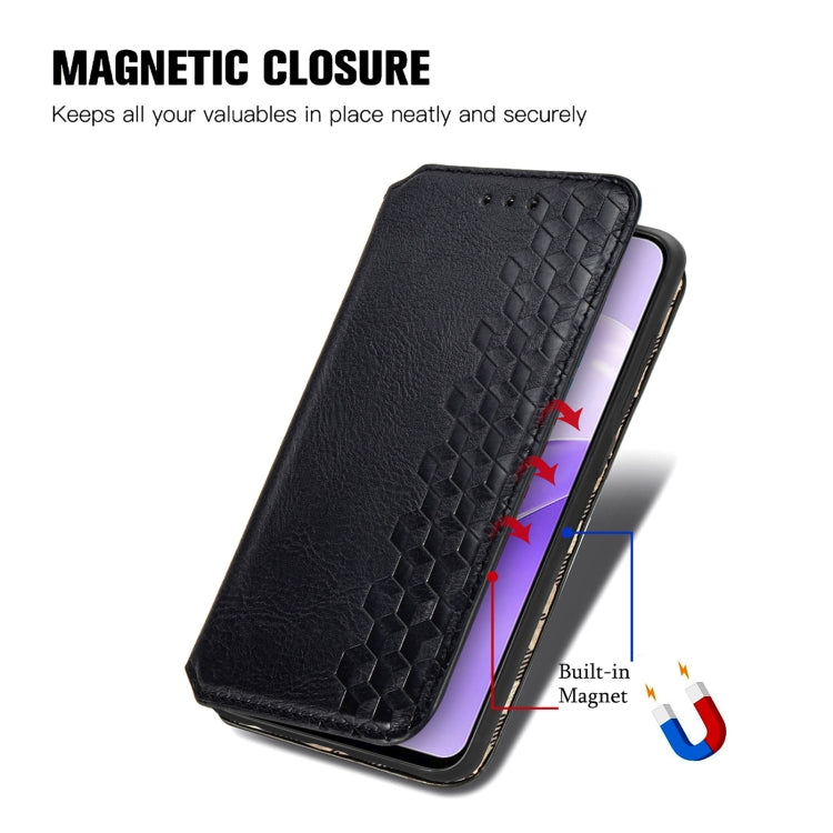 For Ulefone Note 15 Cubic Grid Pressed Magnetic Leather Phone Case(Black) - Ulefone Cases by buy2fix | Online Shopping UK | buy2fix