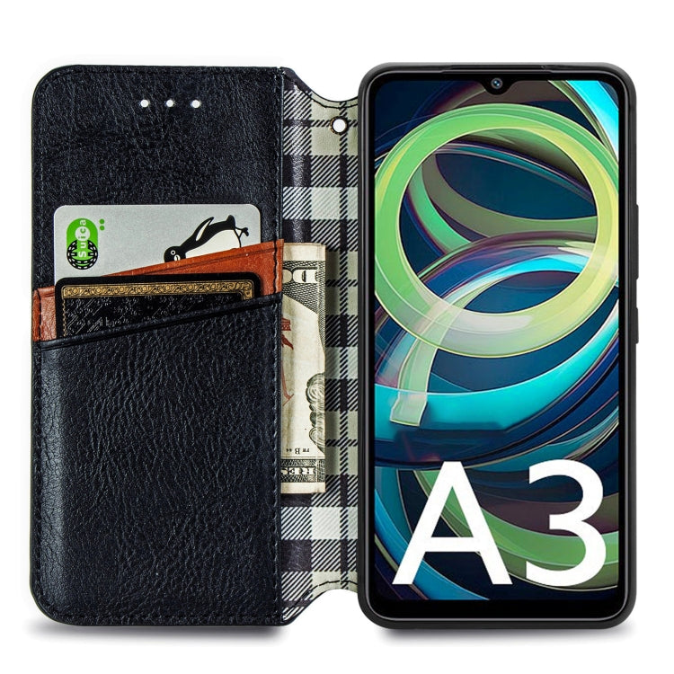 For Xiaomi Redmi A3 Cubic Grid Pressed Magnetic Leather Phone Case(Black) - Xiaomi Cases by buy2fix | Online Shopping UK | buy2fix