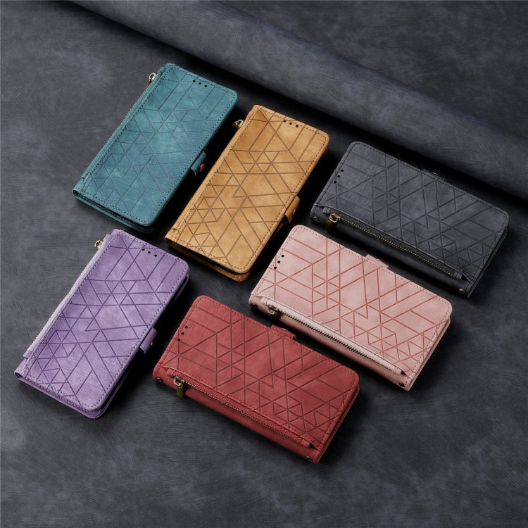 For Xiaomi Redmi Note 13 Pro+ Geometric Zipper Wallet Side Buckle Leather Phone Case(Purple) - Note 13 Pro+ Cases by buy2fix | Online Shopping UK | buy2fix