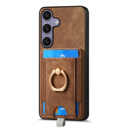 For Samsung Galaxy S25 5G Retro Splitable Magnetic Card Bag Leather Phone Case(Brown) - Galaxy Phone Cases by buy2fix | Online Shopping UK | buy2fix