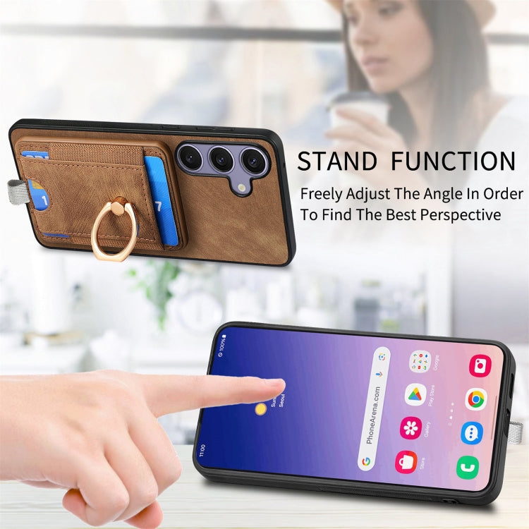 For Samsung Galaxy S25 5G Retro Splitable Magnetic Card Bag Leather Phone Case(Brown) - Galaxy Phone Cases by buy2fix | Online Shopping UK | buy2fix