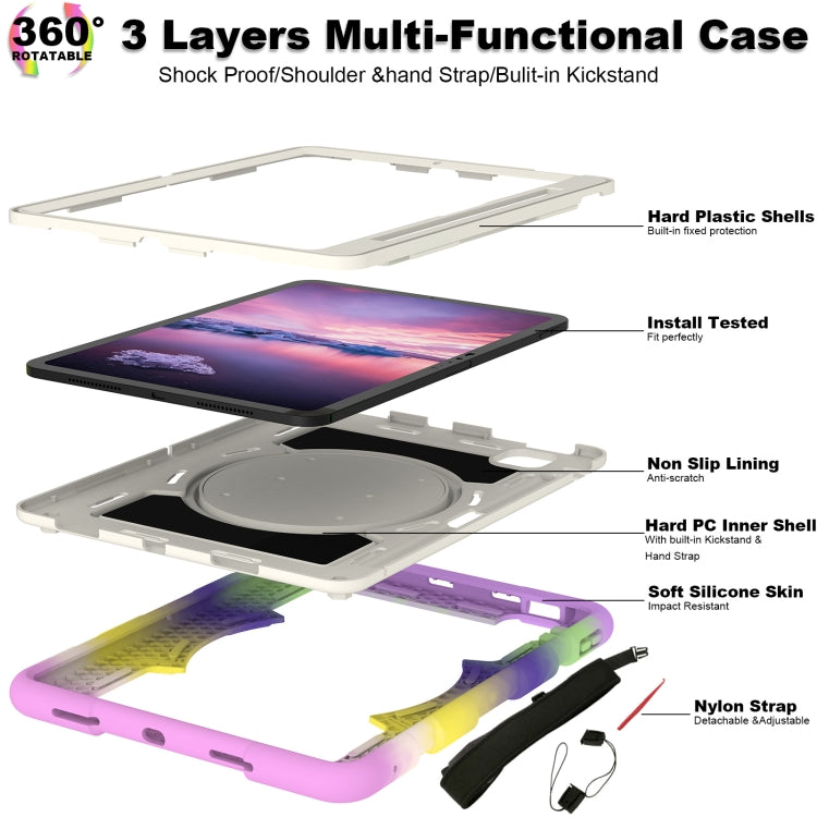 For iPad Pro 11 2024 Silicone Hybrid PC Shockproof Tablet Case with Shoulder Strap(Colorful Purple) - iPad Pro 11 2024 Cases by buy2fix | Online Shopping UK | buy2fix