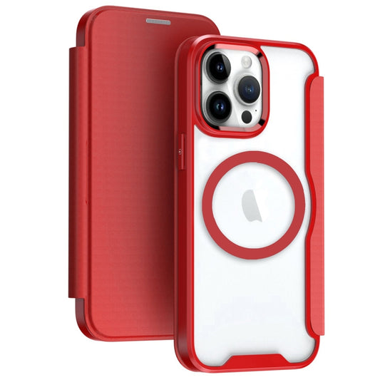 For iPhone 12 Pro Max MagSafe RFID Blocking Adsorption Flip Leather Phone Case(Red) - iPhone 12 Pro Max Cases by buy2fix | Online Shopping UK | buy2fix