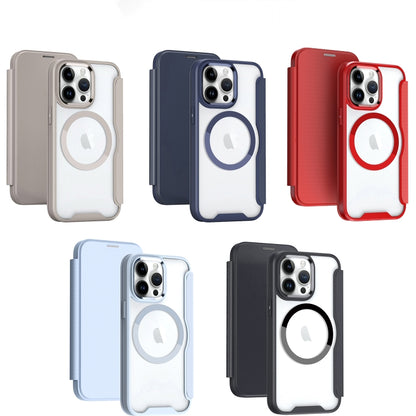 For iPhone 14 Pro MagSafe RFID Blocking Adsorption Flip Leather Phone Case(Khaki) - iPhone 14 Pro Cases by buy2fix | Online Shopping UK | buy2fix