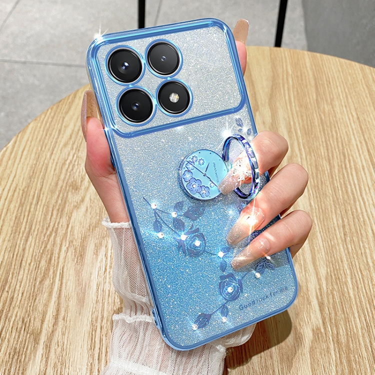 For Xiaomi Redmi K70 Gradient Glitter Immortal Flower Ring All-inclusive Phone Case(Blue) - K70 Cases by buy2fix | Online Shopping UK | buy2fix