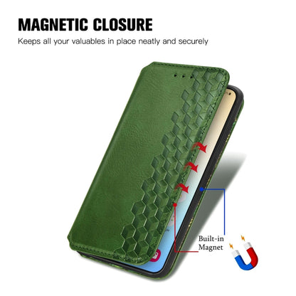 For Samsung Galaxy S24 5G Cubic Grid Pressed Magnetic Leather Phone Case(Green) - Galaxy S24 5G Cases by buy2fix | Online Shopping UK | buy2fix