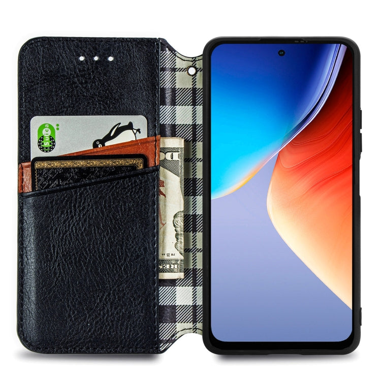 For Blackview A96 Cubic Grid Pressed Magnetic Leather Phone Case(Black) - More Brand by buy2fix | Online Shopping UK | buy2fix