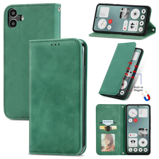 For  Nothing CMF Phone 1 Retro Skin Feel Magnetic Flip Leather Phone Case(Green) - More Brand by buy2fix | Online Shopping UK | buy2fix