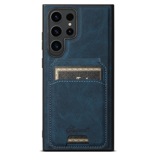 For Samsung Galaxy S24 Ultra 5G Suteni H16 Litchi Texture Leather Detachable Wallet Back Phone Case(Blue) - Galaxy S24 Ultra 5G Cases by Suteni | Online Shopping UK | buy2fix