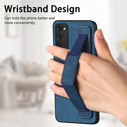 For Samsung Galaxy S20 FE Retro Wristband Holder Leather Back Phone Case(Blue) - Galaxy S20 FE Cases by buy2fix | Online Shopping UK | buy2fix