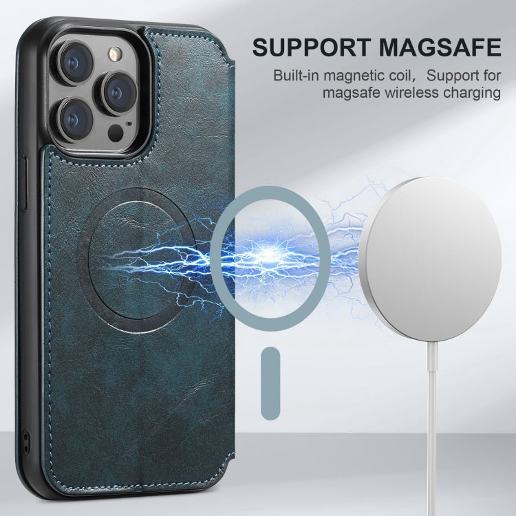 For iPhone 15 Pro Max Suteni J05 Leather Magnetic Magsafe Phone Case(Blue) - iPhone 15 Pro Max Cases by Suteni | Online Shopping UK | buy2fix