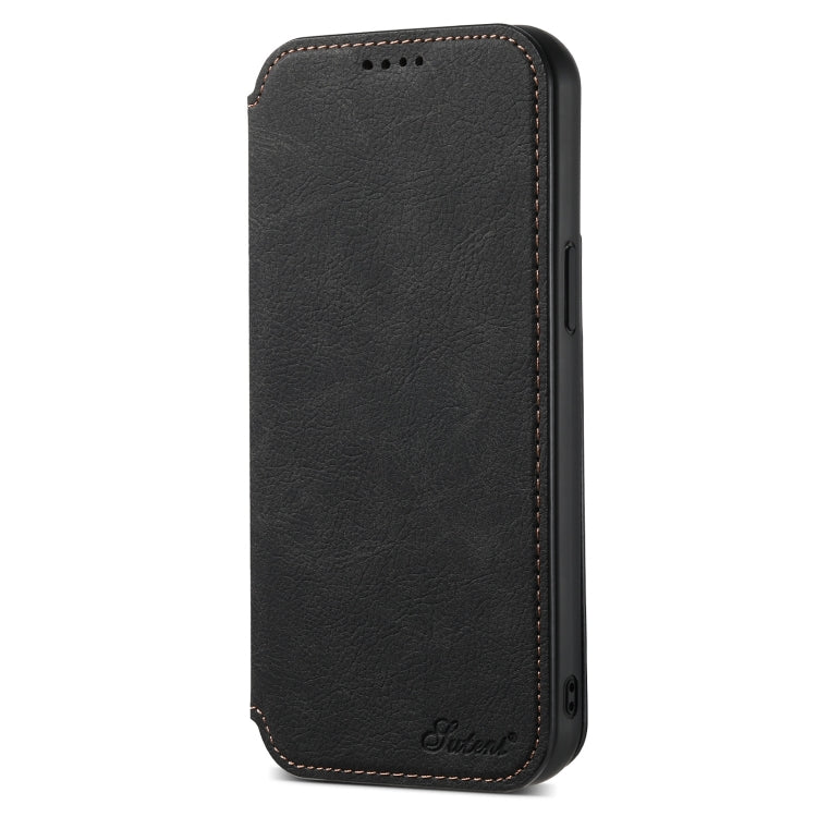 For iPhone 15 Suteni J06 Retro Matte Litchi Texture Leather Magnetic Magsafe Phone Case(Black) - iPhone 15 Cases by Suteni | Online Shopping UK | buy2fix