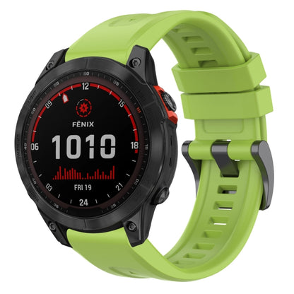 For Garmin Fenix 7 Solar / Sapphire Solar Solid Color Black Buckle Silicone Quick Release Watch Band(Lime green) - Watch Bands by buy2fix | Online Shopping UK | buy2fix