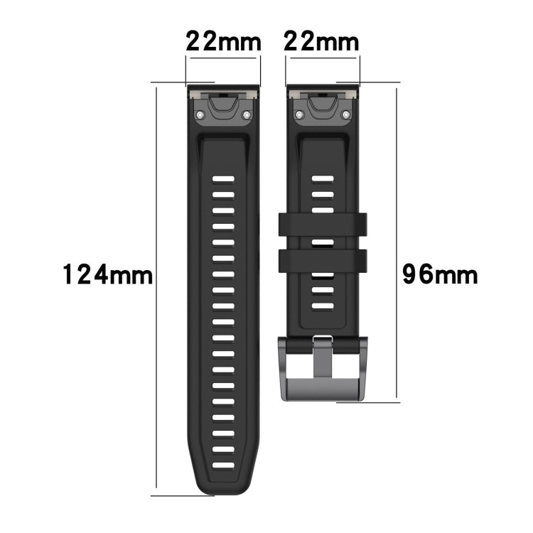 For Garmin Epix Gen2 / Epix Pro Gen2 47mm Solid Color Black Buckle Silicone Quick Release Watch Band(Gray) - Watch Bands by buy2fix | Online Shopping UK | buy2fix