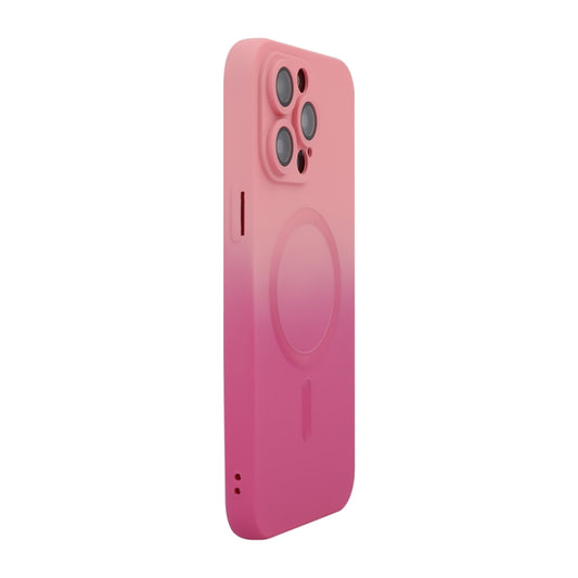 For iPhone 15 Pro ENKAY Hat-Prince MagSafe Rainbow Gradient Silicone Phone Case with Lens Film(Pink Rose) - iPhone 15 Pro Cases by ENKAY | Online Shopping UK | buy2fix