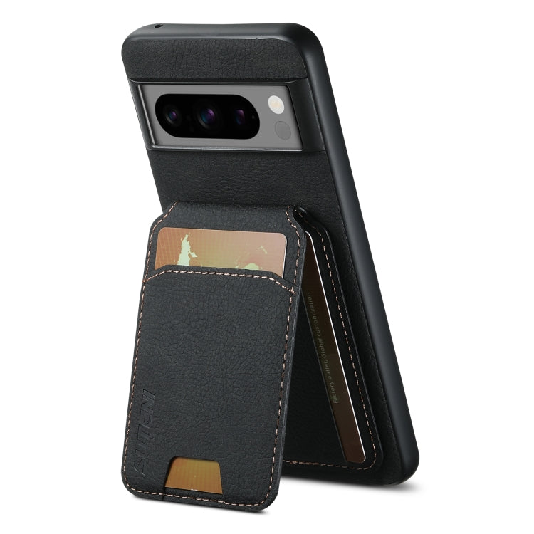 For Google Pixel 8a Suteni H02 Litchi Leather Card Wallet Stand Back Phone Case(Black) - Google Cases by Suteni | Online Shopping UK | buy2fix