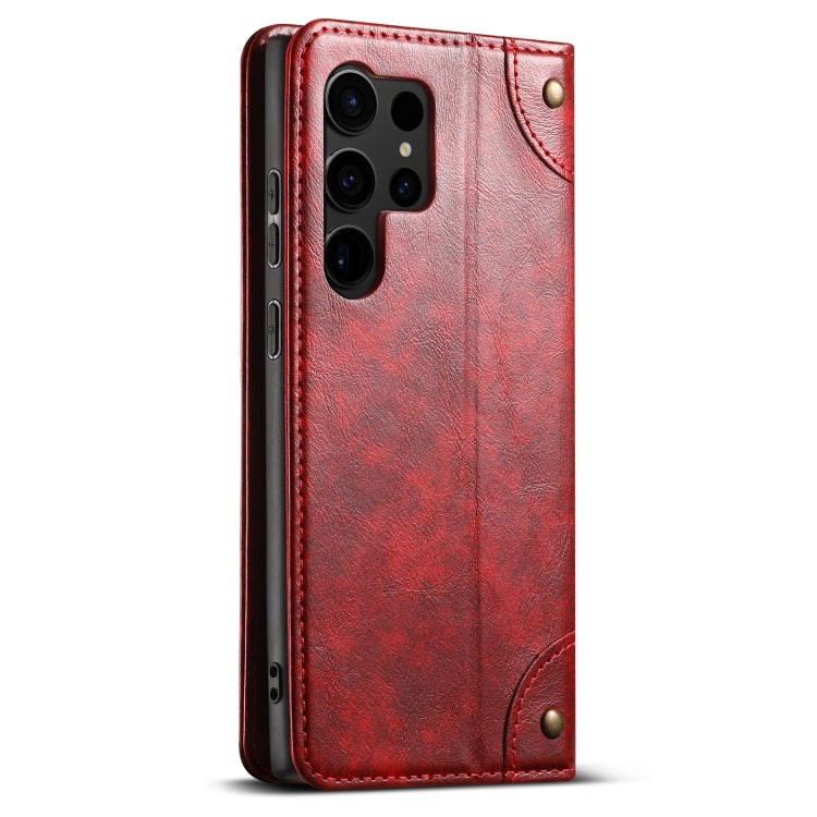 For Samsug Galaxy S24 Ultra 5G Suteni Baroque Calf Texture Buckle Wallet Leather Phone Case(Red) - Galaxy S24 Ultra 5G Cases by Suteni | Online Shopping UK | buy2fix