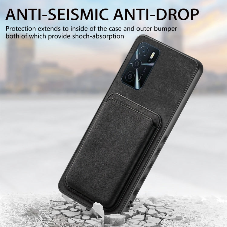 For OPPO Reno8 Z Retro Leather Card Bag Magnetic Phone Case(Black) - OPPO Cases by buy2fix | Online Shopping UK | buy2fix