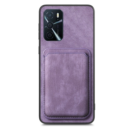 For OPPO Reno8 Pro 5G Retro Leather Card Bag Magnetic Phone Case(Purple) - OPPO Cases by buy2fix | Online Shopping UK | buy2fix