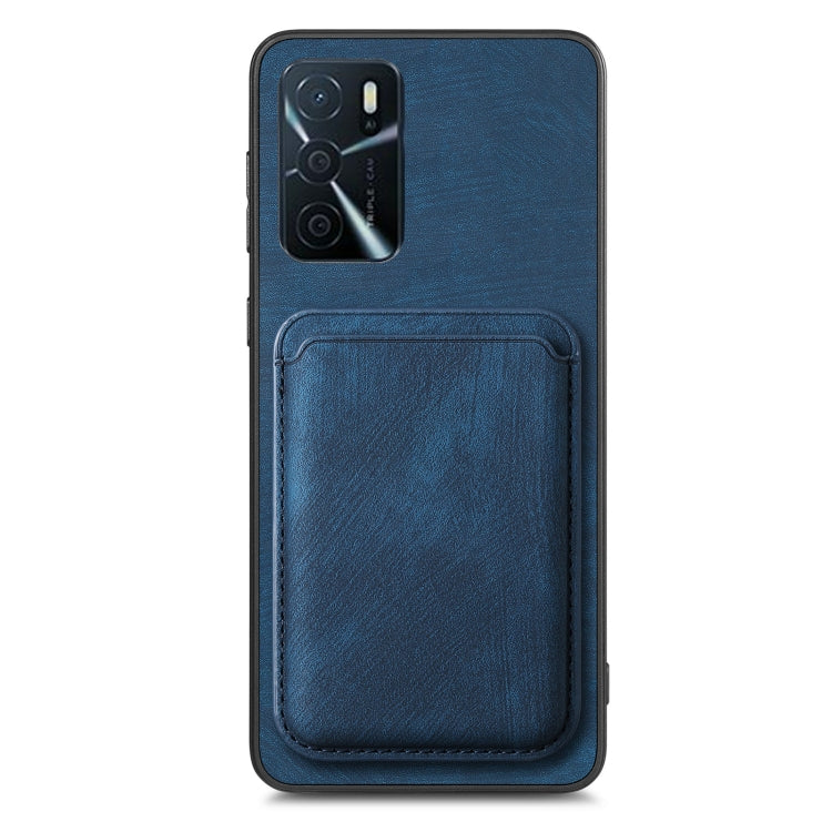 For OPPO A57 5G Retro Leather Card Bag Magnetic Phone Case(Blue) - OPPO Cases by buy2fix | Online Shopping UK | buy2fix