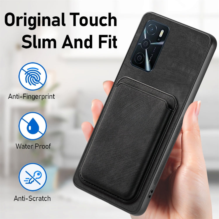 For OPPO Reno6 Pro 5G Retro Leather Card Bag Magnetic Phone Case(Black) - OPPO Cases by buy2fix | Online Shopping UK | buy2fix