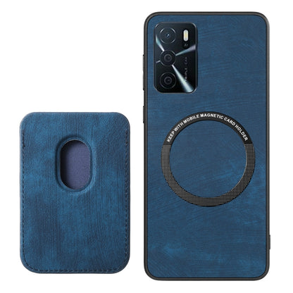 For OPPO Reno6 Pro+ Retro Leather Card Bag Magnetic Phone Case(Blue) - OPPO Cases by buy2fix | Online Shopping UK | buy2fix